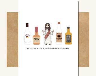 Spirit-Filled Birthday Card — Funny Christian Birthday Card // Alcohol Birthday Card // Funny Alcohol Birthday Gift // Christian Funny Bday