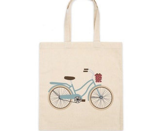 Bike & Tomatoes Canvas Tote Bag – Farmers Market Reusable Grocery Bag