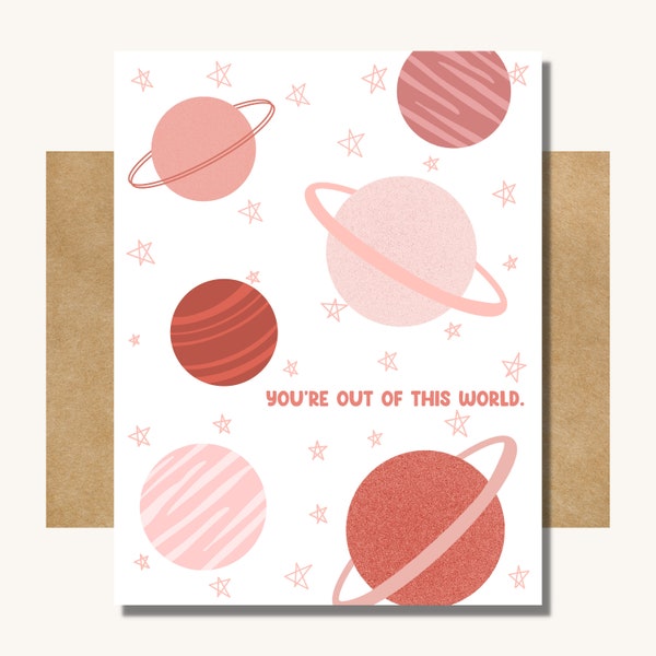 You're Out of This World Card -- Space Card // Mother’s day Card //Mothers Day Card // Space Valentine // Galaxy Card // Card for Mom