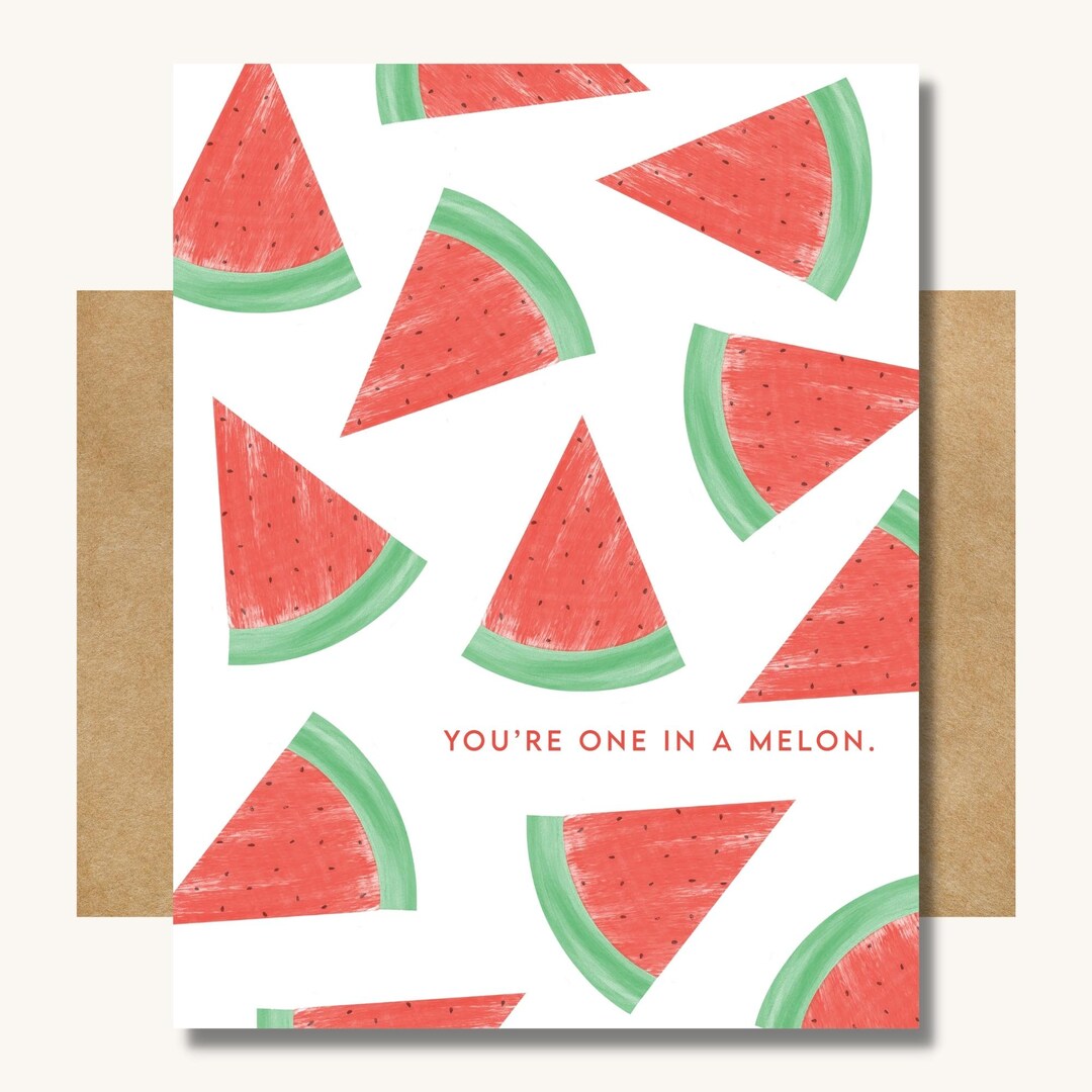 Watermelon Pun Greeting Card - You're One in a Melon - Summer Card - Etsy