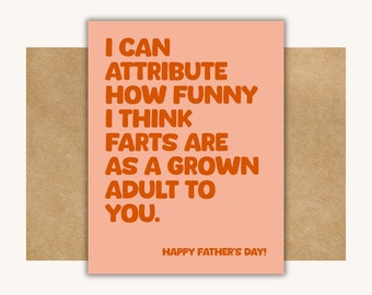Card About Farts for Father's Day -- Funny Card // Fart Card for Dad // Card About Farts // Farts are Funny // Unique Father's Day Card