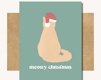 Meowy Christmas Card -- Cat Christmas Card // Funny Christmas Card // Pet Christmas Card // Cat Card // Cat Lover Card // Cat Holiday Card
