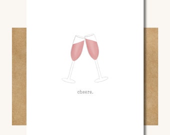 Cheers Card — Champagne Glass Cheer // Cards to say Cheers // Cheers to You // Champagne Lover Card // Congratulations Card