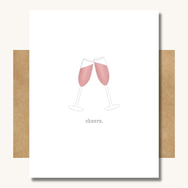 Cheers Card — Champagne Glass Cheer // Cards to say Cheers // Cheers to You // Champagne Lover Card // Congratulations Card