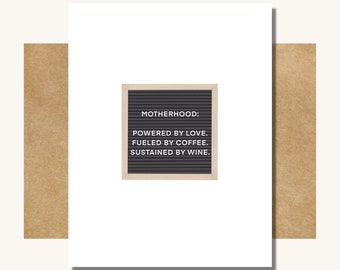 Motherhood Card - Funny Mother’s Day Card for Mom // Letterboard Card // Mom Humor Card // Cute Funny Mom Gift // Modern Mother’s Day Card