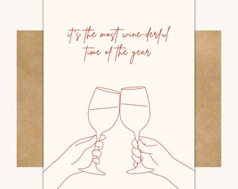 It's the Most Wine-derful Time of the Year -- Wine Christmas Card // Wine Greeting Card // Wine Holiday Card // Funny Christmas Card // Wine