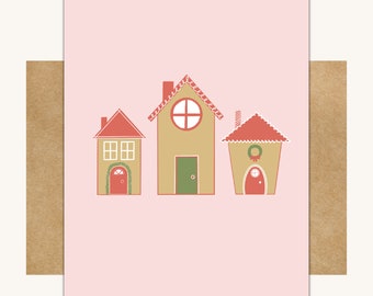 Gingerbread House Card -- Simple Christmas Card // All Occasion Christmas Card // Fun Christmas Card // Simple Holiday Card Set //