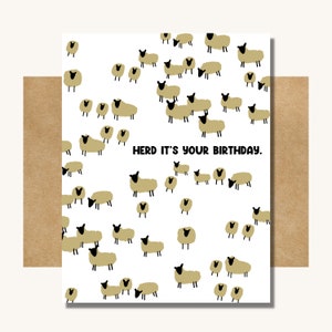 Herd It&#39;s Your Birthday Card -- Sheep Birthday Card // Birthday Card with Animals // Herd of Sheep // Flock of Sheep