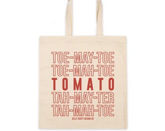 Tomato Canvas Tote Bag – Cute Summer Tote Bag // Tomato Tote Bag // Farmers Market Reusable Grocery Bag