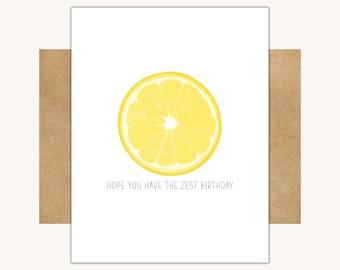 Hope You Have the Zest Birthday Card — Lemon Birthday // Citrus Card for Birthday // Birthday Cards With Puns // Cards with Lemons