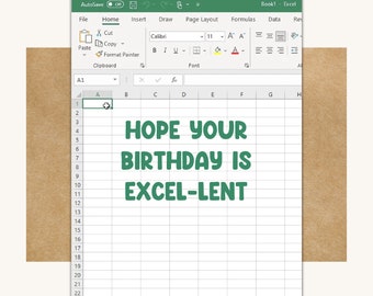 Excel Birthday Card -- Excel Nerd // Funny Excel Gift // Statistics Birthday Card // Spreadsheet Card // Funny Spreadsheet Card