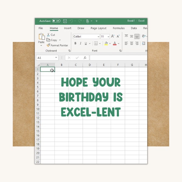 Excel Birthday Card -- Excel Nerd // Funny Excel Gift // Statistics Birthday Card // Spreadsheet Card // Funny Spreadsheet Card