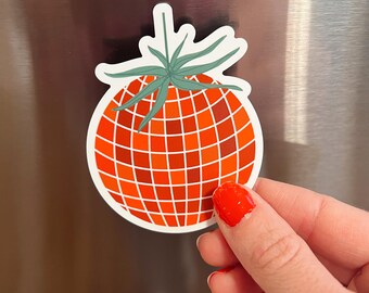 Tomato Disco Ball Magnet — Fun Refrigerator Magnet // Tomato Fridge Magnet // Tomato Art