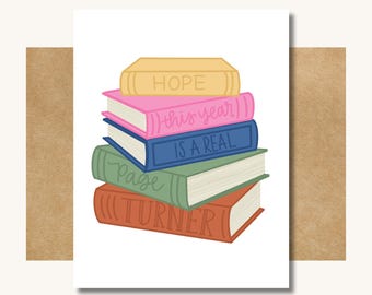 Book Birthday Card -- Hope This Year is a Real Page Turner // Book Lover Birthday Card // Book Lover Card // Card for Book Club Friend