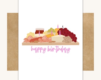 Charcuterie Board Birthday Card — Cheese Board Birthday // Charcuterie Birthday Gift // Charcuterie Themed Gift // Cheese Board Gift
