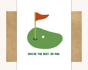 You're The Best, By Par -- Golf Father's Day Card // Card for Dad // Golf Card for Dad // Funny Dad Card // Funny Father's Day Card