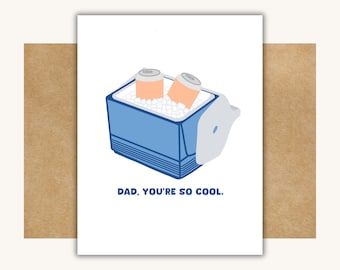 Dad, You're So Cool Card -- Funny Father's Day Card // Vintage Cooler // Dad Cooler Card // Funny Dad Card // Dad You're So Cool Pun Card