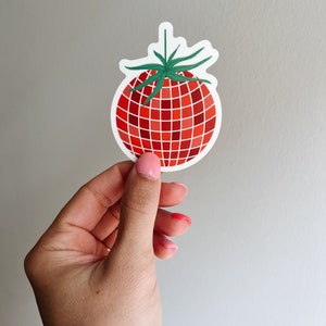 Tomato Disco Ball Sticker -- Tomato Sticker // Disco Ball Sticker // Vegetable Sticker // Unique Sticker // Laptop Sticker