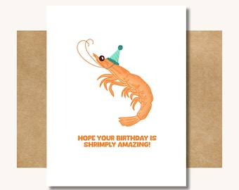 Funny Shrimp Birthday Card – Seafood Pun Gift