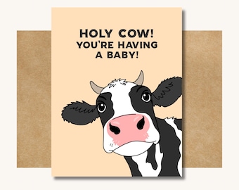 Holy Cow Baby Shower Card — Card for New Parents
