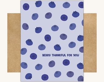 Blueberry Thank You Card – "Berry Thankful", Blueberry Stationery