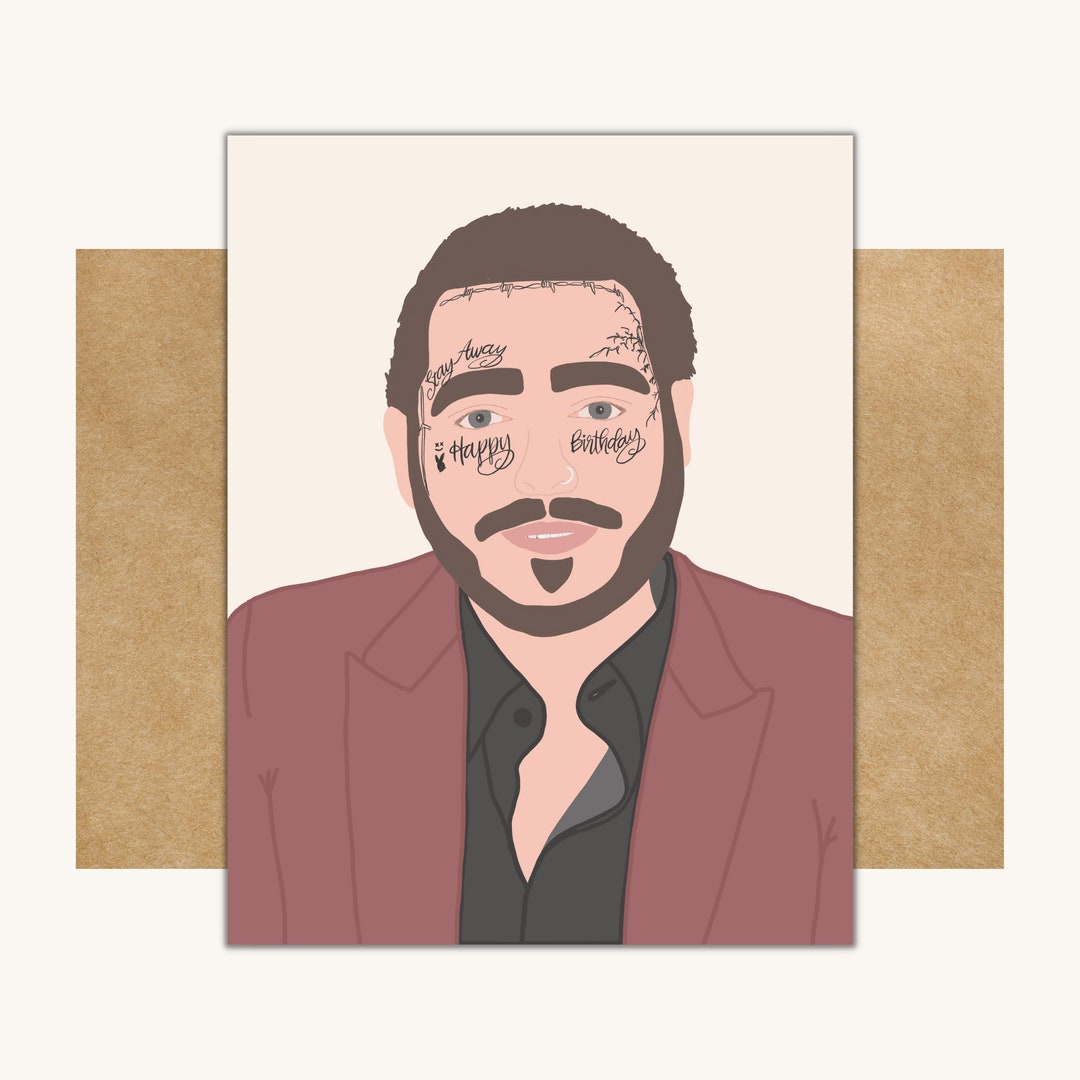 Post Malone Birthday Card &ndash; Post Malone Card // Funny Post Malone Card