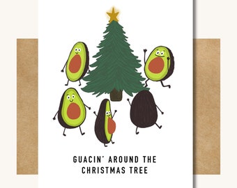 Guacin' Around the Christmas Tree -- Christmas Avocado Card // Funny Christmas Card // Silly Christmas Card // Kid Friendly Christmas Card