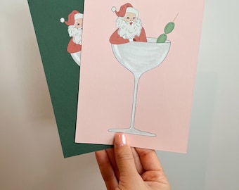 Santa Cocktail Print — Bar Cart Print // Bar Print // Funny Cocktail Print // Santa Funny Print // Cocktail Print // Christmas Cocktail