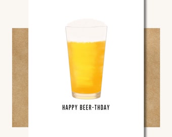 Happy Beer-thday Card -- Birthday Card with Beer // Birthday Card for Beer Lover // Beer Card // Beer Lover Gift // Beer Card for Dad