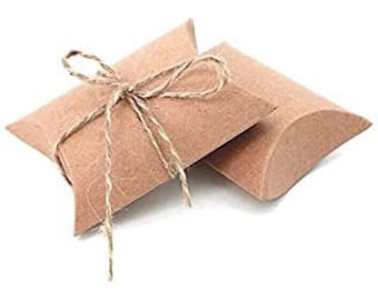 Kraft PILLOW Gift Box 3.5" x 3" x 1" - Set of 25 Eco friendly party box Biodegradable Natural Boxes