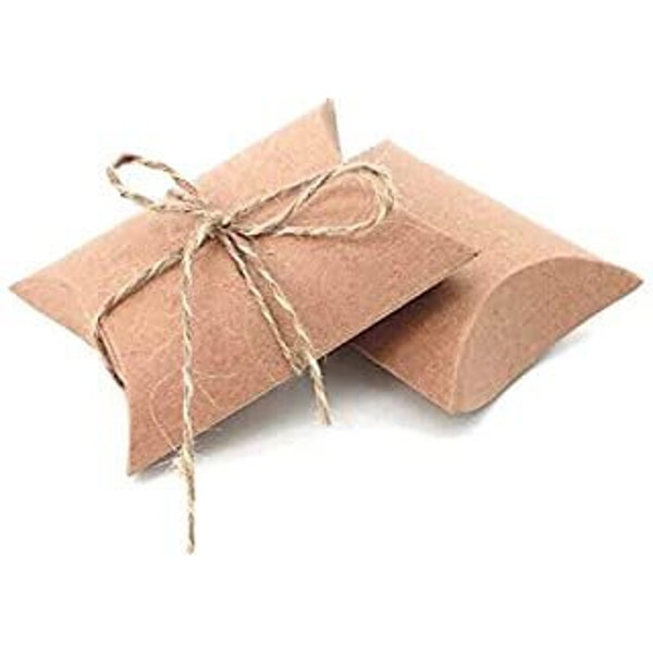 Kraft PILLOW Gift Box 3.5" x 3" x 1" - Set of 25 Eco friendly party box Biodegradable Natural Boxes