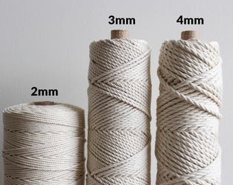 Macrame Cotton Rope, Macrame Cord, Macrame Plant Hanger, Natural Cotton Cord, Natural Cotton, DIY plant hanger, 2MM, 3MM, 4MM thickness