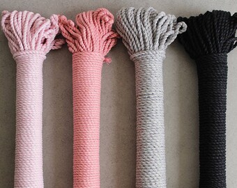 Macrame Cotton Rope, Macrame Cord, Macrame Plant Hanger, Natural Cotton Cord, Natural Cotton, DIY plant hanger, Colored rope, 3MM thickness