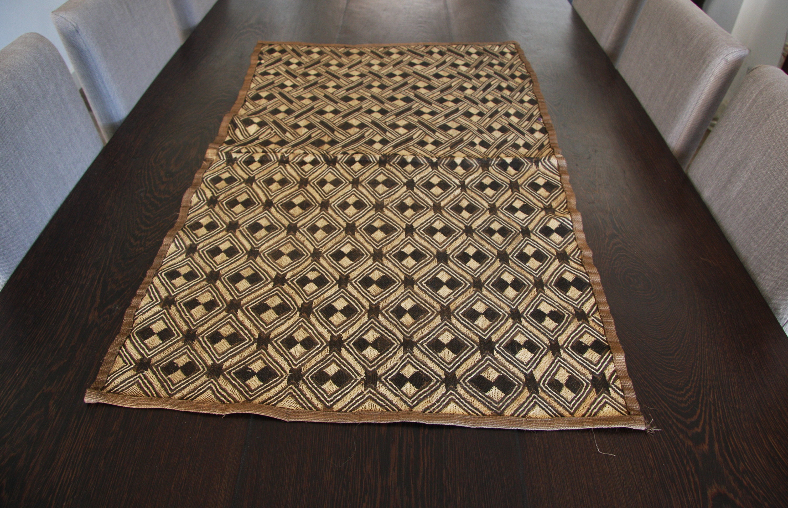 Kuba cloth 24x43&quot; | Tapestry Wall Hanging | Rug Wall Hanging | African Tribal Tapestry