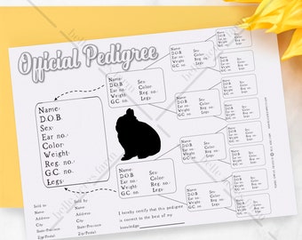 Rabbit Pedigree Template, Rabbitry Pedigree, Printable Pedigree, DIY Template for Pedigree, Fillable Pedigree, Custom pedigree, customizable