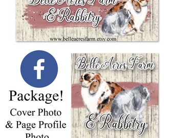 Rabbitry Logo, Facebook Cover Photo, Page Profile Image, Rabbit, Holland Lop, Rustic, Wood, Barnboard, Barn Board, Lop Rabbit, Bunny, ARBA