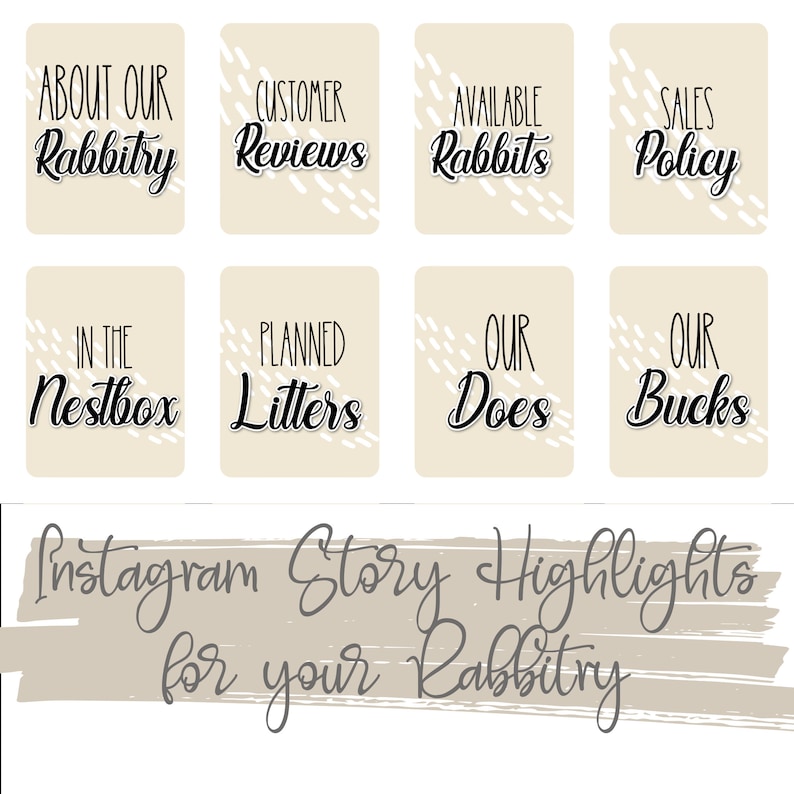 Rabbitry Instagram Highlight Icons, Rabbit Breeder IG, Insta, Highlights, Images, Icons, Branding, ARBA Rabbitry image 1