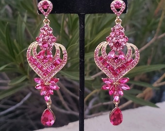 Pink heavy earrings deals