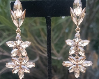 Pendientes de oro, pendientes de diamantes de imitación de oro, pendientes de novia de oro, pendientes colgantes de oro