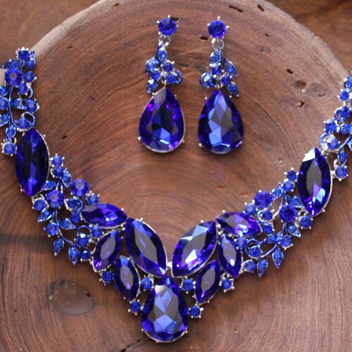 Royal Blue Necklace and Earrings Set 