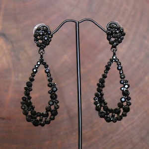 black earrings, black hoop earrings, black rhinestone hoop earrigns