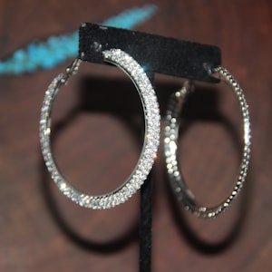 rhinestone hoops, crystal rhinestone hoop earrings, pageant hoops, clear crystal hoop earrings, s