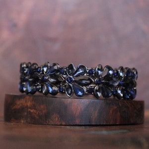 navy bracelet, navy bridal bracelet, navy rhinestone bracelet, dark blue prom bracelet, navy crystal wedding bracelet