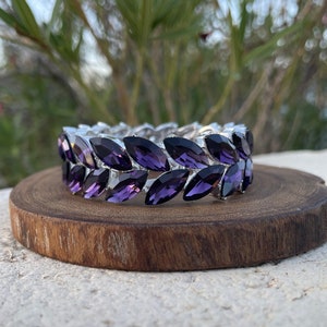 Amethyst lila Armband, dunkellila Stretch Armband, lila Ballsaal Armband