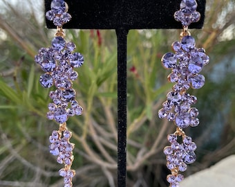 Lavender crystal earrings, light purple earrings, lilac rhinestone earrings