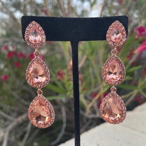 Peach crystal earrings