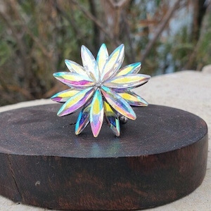 Ab large rhinestone ring, statement iridescent ring, ab crystal ring, fitness competition ring