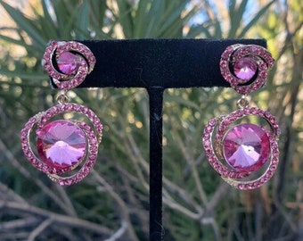 Pink earrings, hot pink earrings, pink prom earrings, rose pink earrings