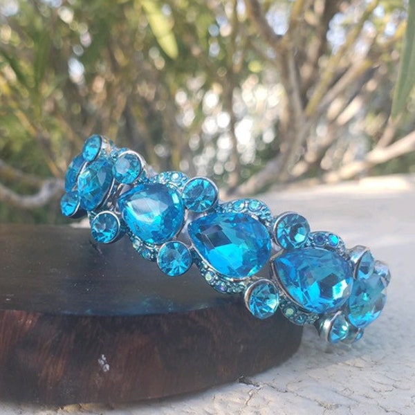 Aqua blue bracelet, teal blue bracelet, aqua ab pageant bracelet