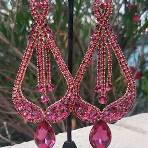 Fuschia chandelier earrings clearance
